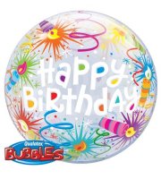 22" Birthday Lit Candles Single Bubble Balloons