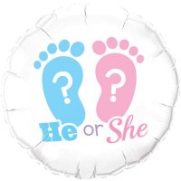 18" He Or She Footprints Foil Balloons