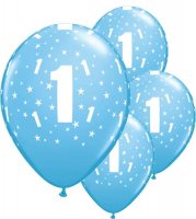 11" Age 1 Pale Blue Latex Balloons 6pk
