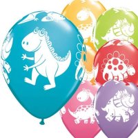 11" Cute & Cuddly Dinosaurs Latex Balloons 6pk