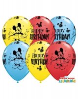 11" Mickey Mouse Birthday Latex Balloons 25pk