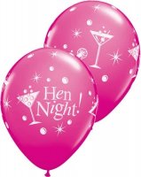 11" Hen Night Bubbly Latex Balloons 6pk
