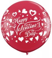 3ft Valentines Classic Hearts Latex Balloons 2pk