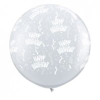 3ft Diamond Clear Birthday Around Giant Latex Balloons 2pk