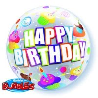 22" Birthday Colourful Cupcakes Single Bubble Balloons