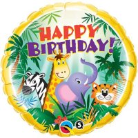 18" Birthday Jungle Friends Foil Balloons