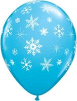 (image for) 11" Snowflakes & Sparkles Robins Egg Blue Latex Balloons 25pk