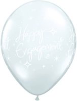 11" Engagement Elegant Diamond Clear Latex Balloons 25pk