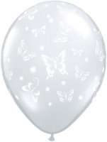 11" Diamond Clear Butterflies Latex Balloons 50pk
