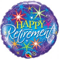 18" Happy Retirement Colourful Bursts Foil Balloons