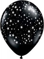 11" Onyx Black Stars Latex Balloons 25pk