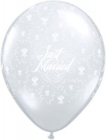 11" Just Married Flowers Around Latex Balloons 25pk