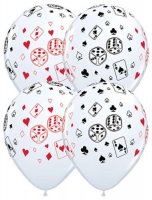 11" Cards and Dice Latex Balloons 25pk