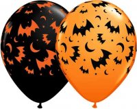 11" Flying Bats And Moon Latex Balloons 25pk