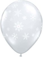 (image for) 11" Snowflakes & Sparkles Diamond Clear Latex Balloons 50pk