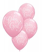 11" Baby Girl Stars Latex Balloons 6pk