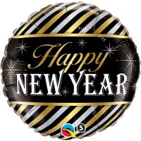 18" New Year Diagonal Stripes Foil Balloons