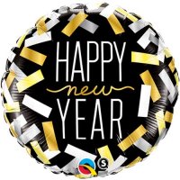 18" Happy New Year Confetti Stripes Foil Balloons