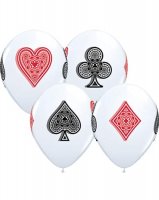 11" Card Suits White Latex Balloons 25pk