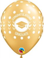 11" Gold Congratulations Graduate Dots Latex Balloons 25pk