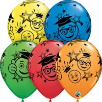 11" Graduation Smileys Latex Balloons 25pk