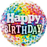 18" Happy Birthday Rainbow Confetti Foil Balloons