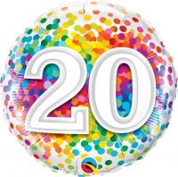 18" 20 Rainbow Confetti Foil Balloons