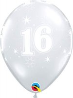 11" 16 Diamond Clear Sparkle A Round Latex Balloons 25pk