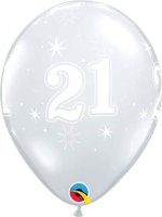 11" 21 Diamond Clear Sparkle A Round Latex Balloons 25pk