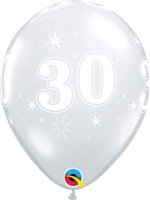 11" 30 Diamond Clear Sparkle A Round Latex Balloons 25pk