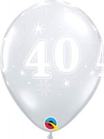 11" 40 Diamond Clear Sparkle A Round Latex Balloons 25pk