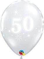 11" 50 Diamond Clear Sparkle A Round Latex Balloons 25pk