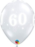 11" 60 Diamond Clear Sparkle A Round Latex Balloons 25pk