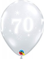 11" 70 Diamond Clear Sparkle A Round Latex Balloons 25pk
