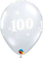11" 100 Diamond Clear Sparkle A Round Latex Balloons 25pk