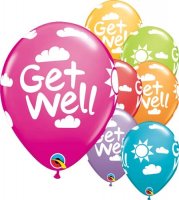 11" Get Well Sunshine Latex Balloons 25pk