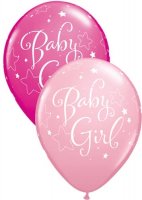 11" Baby Girl Stars Latex Balloons 25pk