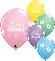 11" Baby Shower Footprints And Hearts Latex Balloons 25pk