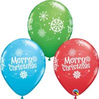 11" Merry Christmas Snowflakes Latex Balloons 25pk