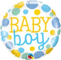 18" Baby Boy Dots Foil Balloons