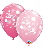 11" Baby Girl Pink Dots Latex Balloons 25pk