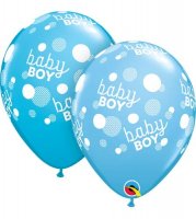 11" Baby Boy Blue Dots Latex Balloons 25pk