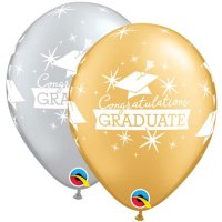 11" Congratulations Graduate Caps Latex Balloons 25pk