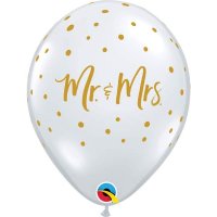 11" Mr And Mrs Gold Dots Latex Balloons 25pk