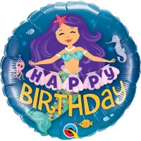 18" Happy Birthday Mermaid Foil Balloons