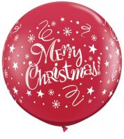 (image for) 3ft Ruby Red Christmas Festive Latex Balloons 2pk