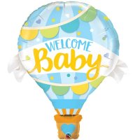 Welcome Baby Blue Hot Air Balloons Shape Balloons