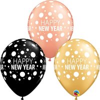 11" Happy New Year Dots Latex Balloons 25pk