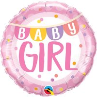 18" Baby Girl Banner & Dots Foil Balloons