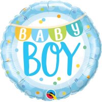 18" Baby Boy Banner & Dots Foil Balloons